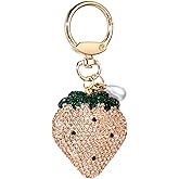 Lucklybestseller Keychian Big Strawberry Bag Charms Purse Rhinestone Car Keychain Pendant Handbag Decoration Women Gift Her