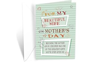 Prime Greetings Mother's Day Card For Wife, Made in America, Eco-Friendly, Thick Card Stock with Premium Envelope 5in x 7.75in, Packaged in Protective Mailer (Wife)