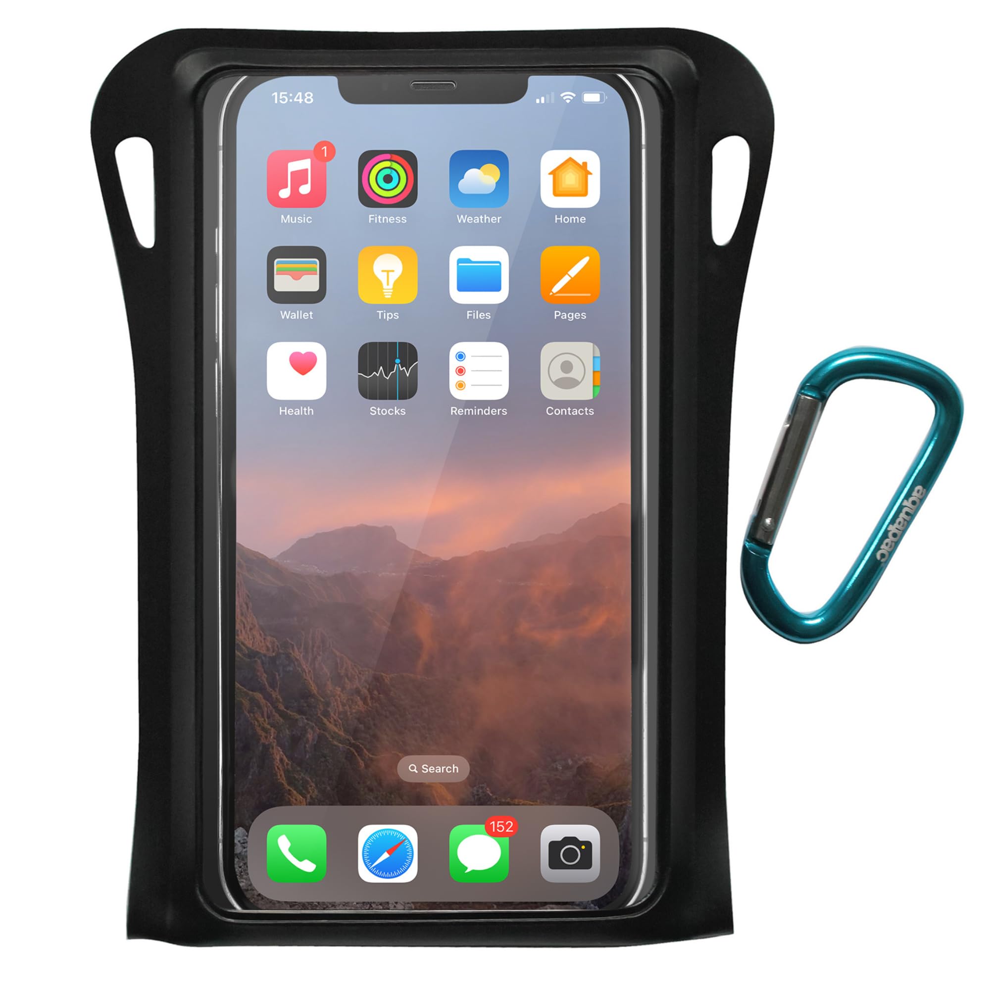 Aquapac 'Trailproof' Phone Case for Swimming, Kayaking, Sailing - Underwater Plastic Carry Case for Mobiles - Waterproof Cases for Apple iPhone 6, 7, 8, X, 11, 12, 13 & Samsung Phones - Matt Black…