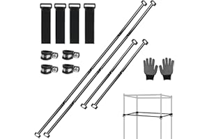 YIBOBO Heavy-Duty Grow Tent Mounting Bars, Durable Side Support Pole with Non-Slip Hook and Loop Straps for Indoor Grow Tents to Prevent Wall Suction (2 * 4’)