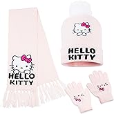 Hello Kitty Girls Hat Scarf And Gloves Set Winter Accessories Kawaii Cozy Warm 3 Piece, Anime Gifts for Girls