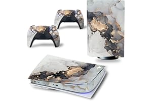 CXWITHY Skin Sticker for PS5 Disc Console and Wireless Controller, Protective Vinyl Decal Marble Design Cover Wrap Game Accessories