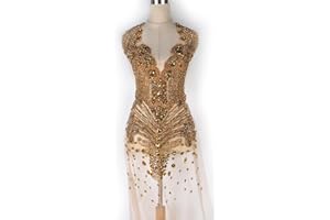 LABELLEZALADY Labellezalay Full Front and Back Bodice Rhinestone Applique Patch,New Large Size 33.4" * 15.7" Decorate Appliques, Gold Silver Rose Gold Shine DIY Dress Applique Patch by Piece (YM2101-1Gold)