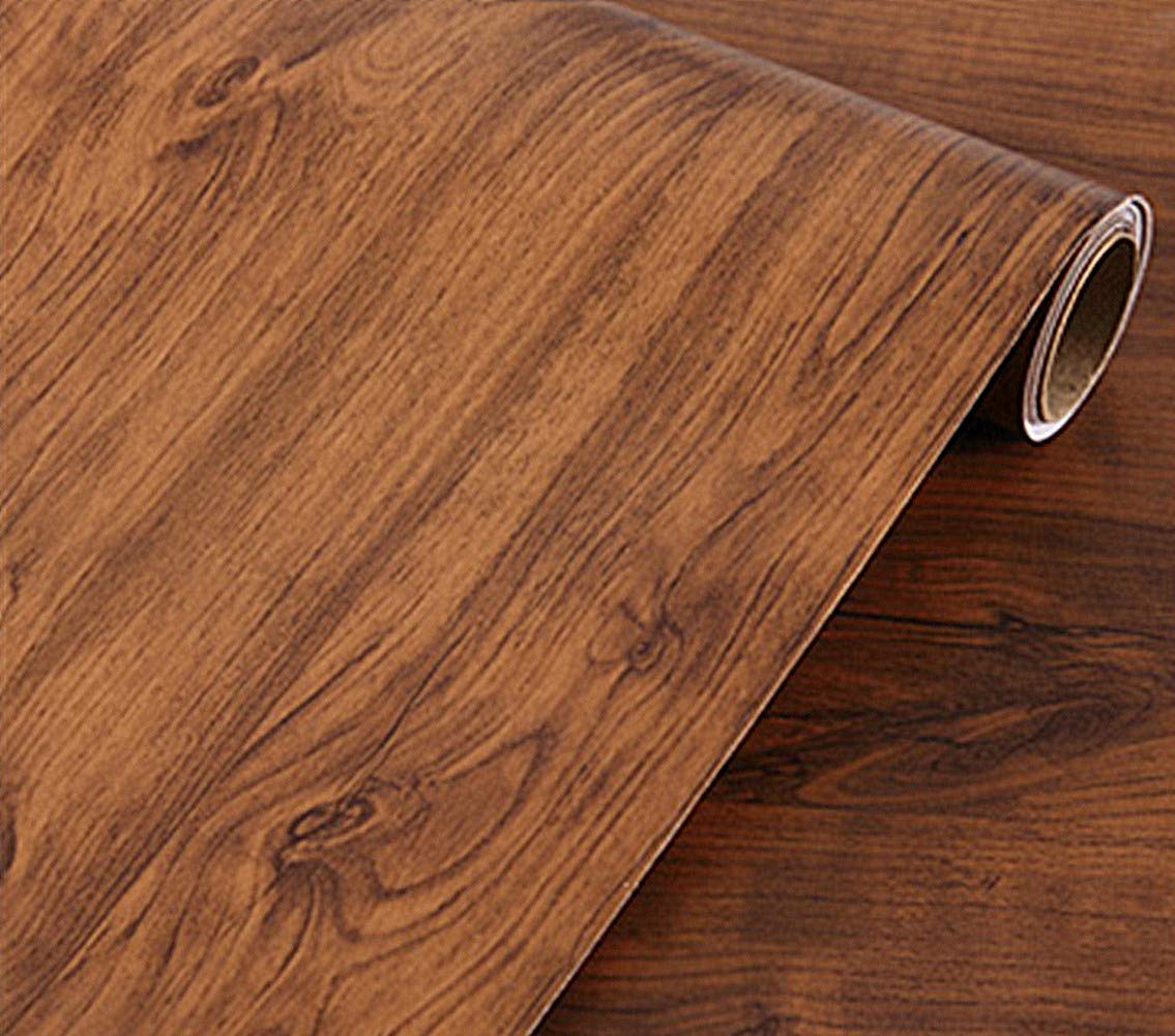 Brown Oak Wood Grain Adhesive Vinyl Peel Stick Film Counter Top Covering Furniture Cabinets Wardrobe Shelf Liner Wallpaper Sticker 40cm by 200cm