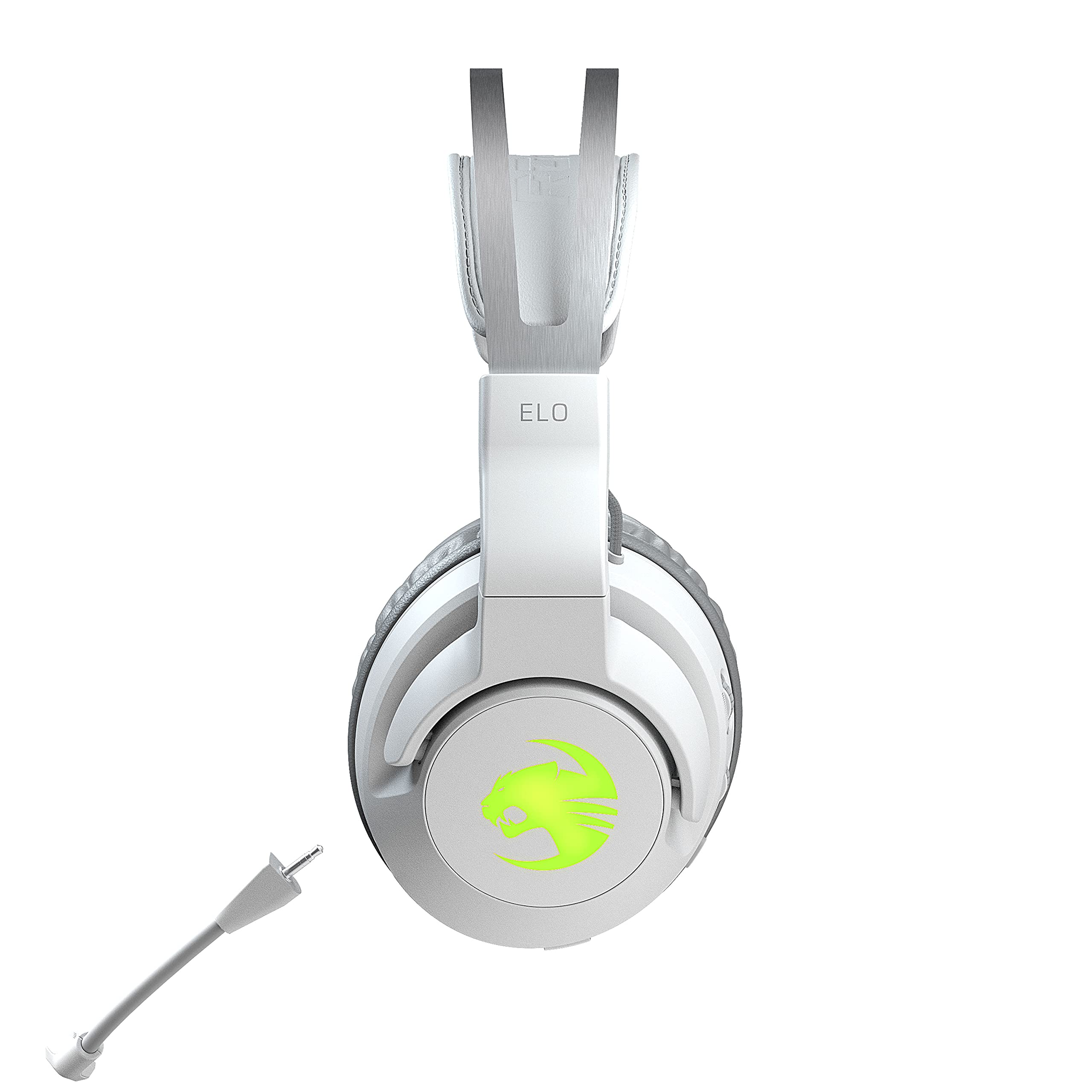 ROCCAT Elo 7.1 Air PC Wireless Gaming Headset, Surround Sound Headphones with Detachable Noise Cancelling Microphone, 50mm Drivers, 24 Hr Battery Life, RGB Lighting, White