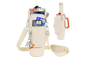 LEFOR·Z Water Bottle Carrier Bag with Phone Pocket Compatible with Stanley/Meoky 40 oz Tumbler with Handle,Water Bottle Holder Pouch with Adjustable Strap Compatible with Stanley Cup Accessories