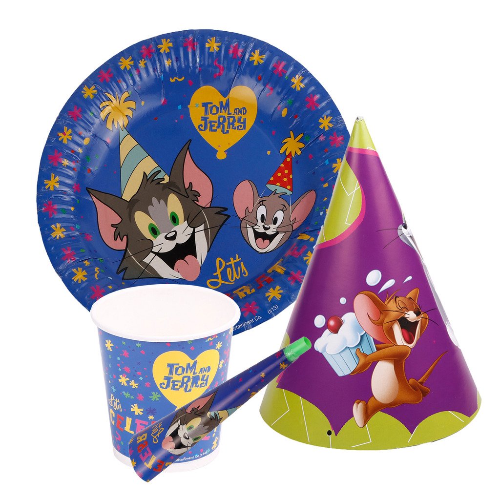 Party Butiko Tom and Jerry Theme Party Combo Set (Paper Plates, Cup