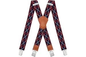 Dresime Suspenders for Men and Women Adjustable X Back 1.57 Inch Wide Elastic Heavy Duty Braces with Strong Metal Clips
