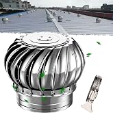 24in Roof Vent Cap Attic Fan, Stainless Steel 304 Turbine Ventilator Vents, 600(mm) Roof WindRoof Ventilator, 4 Inch 8 Inch 10 Inch 12 Inch Air Vent Outlet Comes with clamps