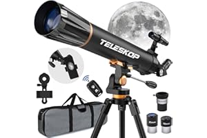 ABOTEC Telescope for Adults Astronomy, 90mm Aperture 800mm Refractor Telescopes for Kids & Beginners, (32X-400X) Multi-Coated High Transmission Telescope with Carry Bag & Phone Mount &Wireless Control