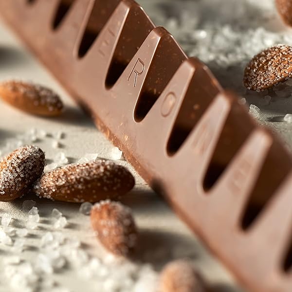 TOBLERONE MILK CHOCOLATE BAR WITH SALTED CARAMELIZED ALMONDS AND HONEY AND ALMOND NOUGAT, BULK CHOCOLATE, 20 – 3.52 OZ BARS