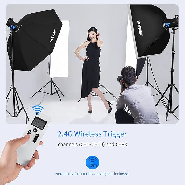 NEEWER 100W 5600K LED VIDEO LIGHT, BOWENS MOUNT COB DAYLIGHT BALANCED LED CONTINUOUS LIGHTING CRI 97+,TLCI 97+ 11000LUX WITH 2.4G REMOTE FOR VIDEO RECORDING,WEDDING,OUTDOOR SHOOTING,YOUTUBE (CB100)