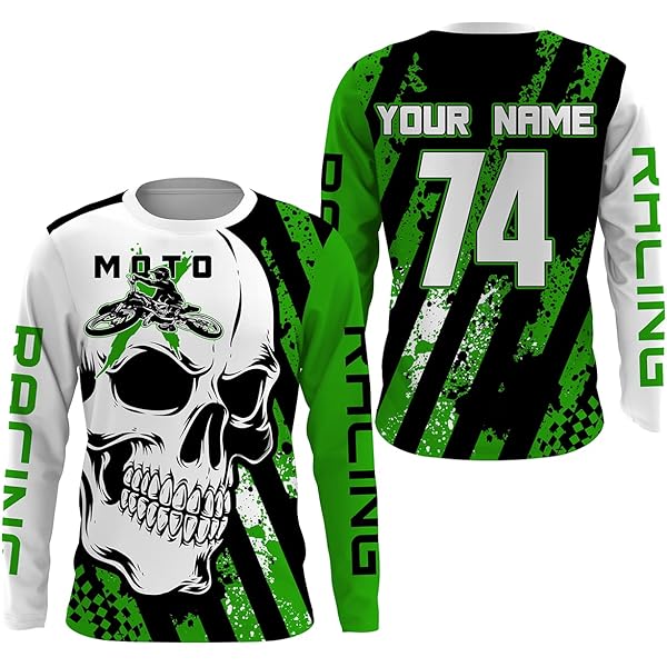 Amazon.com: PIONAMZIOZ Skull MotoGirl Jersey Personalized