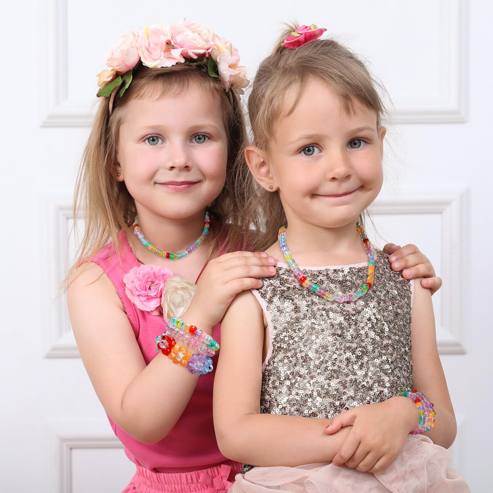 1000+pcs Glitter Pony Beads Bulk, Acrylic 9mm Large Plastic Bead for Bracelets Big Hole Hair Braids Crafts DIY Projects