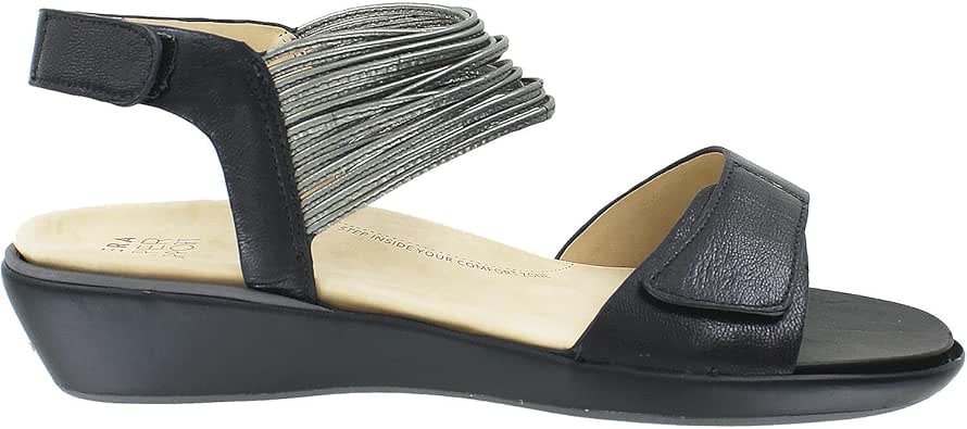 Amazon.com | Ziera Gayle Black-Pewter Women's Sandal Wedges - Size 39 W EU | Sandals