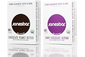 JONESBAR Organic Plant Based Protein Bars | Chocolate Lover 24 Bars| Fruit & Nut Bar, Kosher, Gluten Free, Breakfast Bars, School Snacks, Vegan Snack & Healthy Snacks for Adults and Kids (Pack of 24)