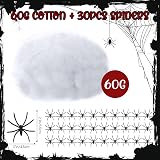Jsdoin 60g Halloween Spider Web Decoration with 30 Spiders Stretchable Cobwebs view 2