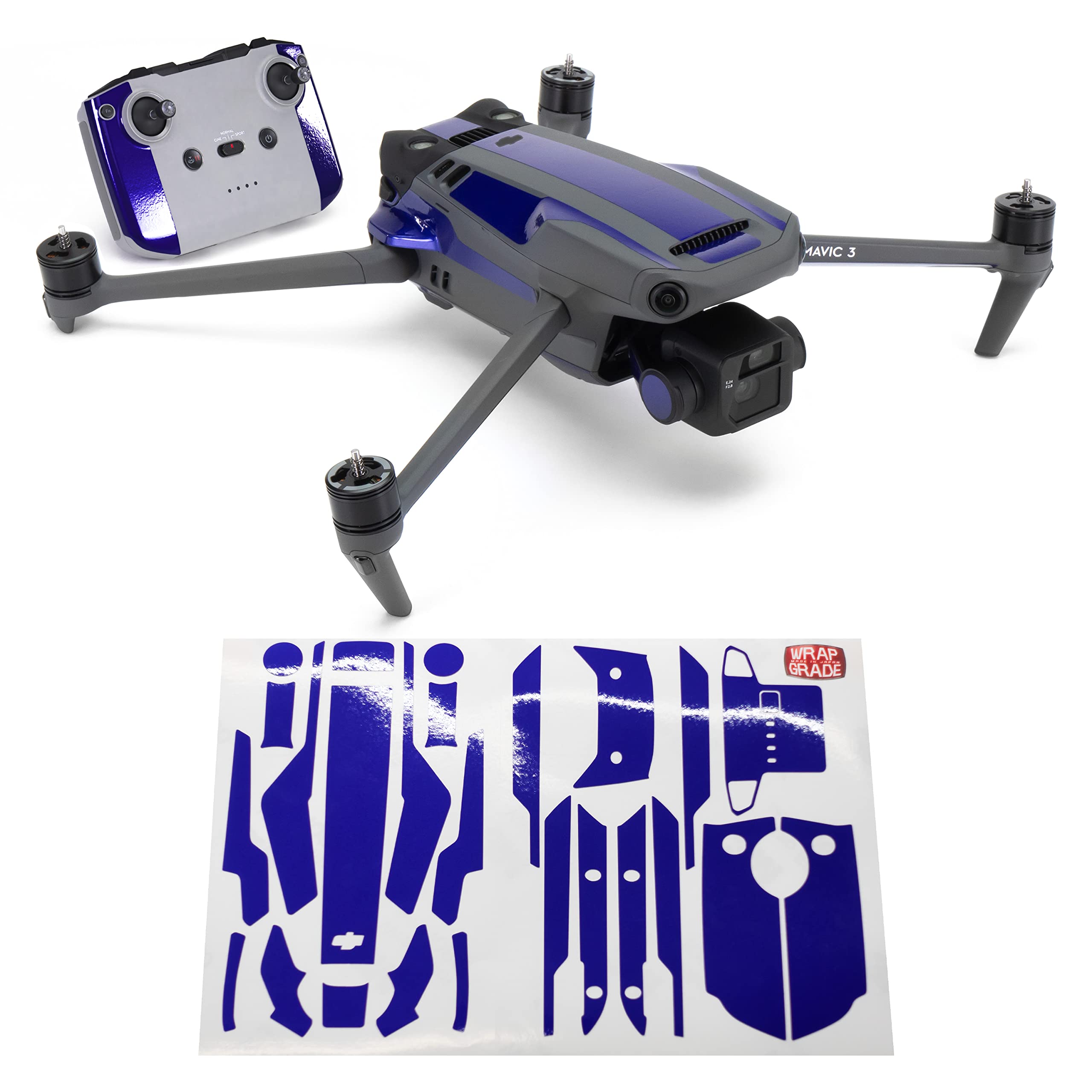 WRAPGRADE Partial Skin Stickers Compatible with Mavic 3 / Mavic 3 Classic Accent Color (STRATOSPHERE BLUE) — image 1