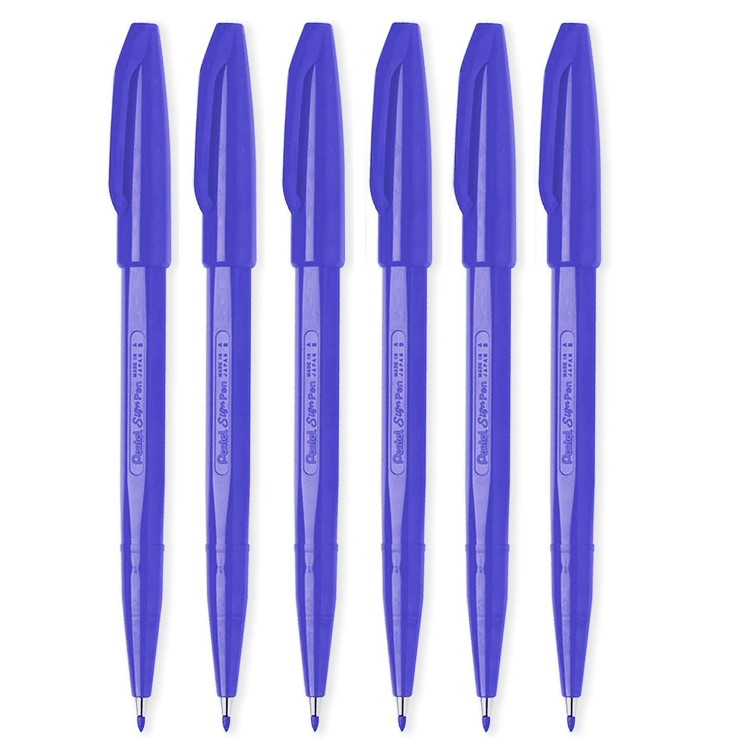 Pentel S520 Original Sign Pen Fibre Tip Marker Fineliner Pens - 2mm Nib - 1mm Line - Blue (6)