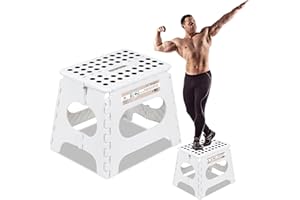 Spranster Super Strong Folding Step Stool - 11" - Sturdy Enough to Hold 300 Lb - Lightweight Foldable Step Stool for Adults and Kids - Opens with one Flip - Great for Kitchen, Bathroom and Bedroom