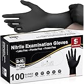 Schneider Nitrile Exam Gloves, Black Latex Free Powder Free Disposable Gloves for Medical, Cooking, Cleaning, and Food Prep