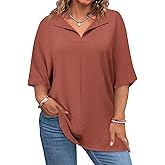 Lueluoye Womens Plus Size Tops Short Sleeve V Neck Tee Blouse Summer Loose Fit Casual Tunic Top XL-5XL