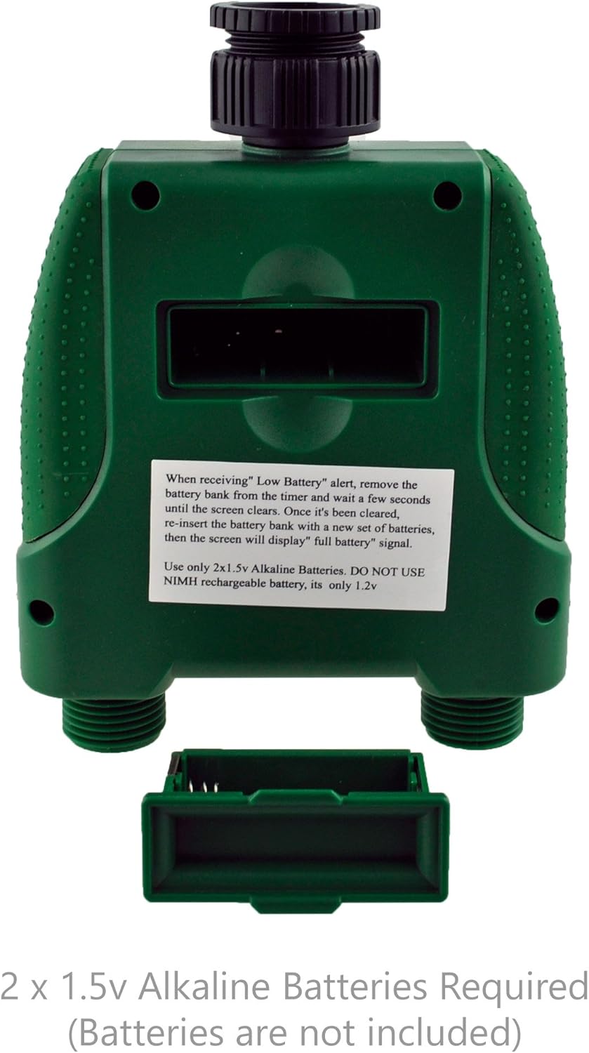 Instapark PWT-7D Outdoor Waterproof Electronic Digital Programmable Dual 2-Outlet Automatic On Off Water Faucet Hose Timer with Rain Delay and Manual Control: Home & Kitchen