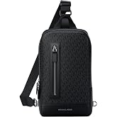 Michael Kors Men's Hudson A Line Sling Pack/Signature Nylon, Black
