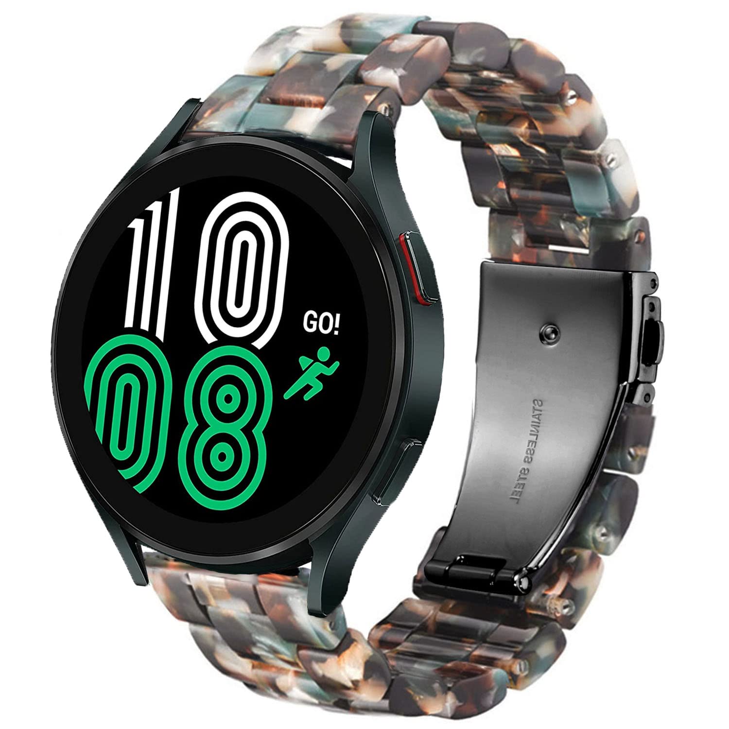 DEALELE Compatible with Samsung Galaxy Watch 6 / 6 Classic / 5 / 5 Pro / 4 / 4 Classic / 3 41mm / Active 2, 20mm Colorful Resin Replacement Strap for Huawei GT2 42mm / GT3 42mm, Black/green