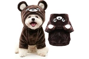 AXIIJGL Dog Hoodie with Bear Ears Fleece Dog Sweater for Small Dogs French Bulldog Clothes Puppy Costume for Small Dogs XS Winter Clothes Cozy Pet Fleece for Cats