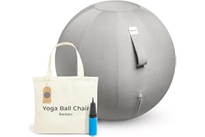 Backerz Balance Ball Chair for Office & Home - Ergonomic Exercise Ball for Posture & Back Pain Relief, Yoga Ball Chair - Sitting Ball with Washable Linen Cover