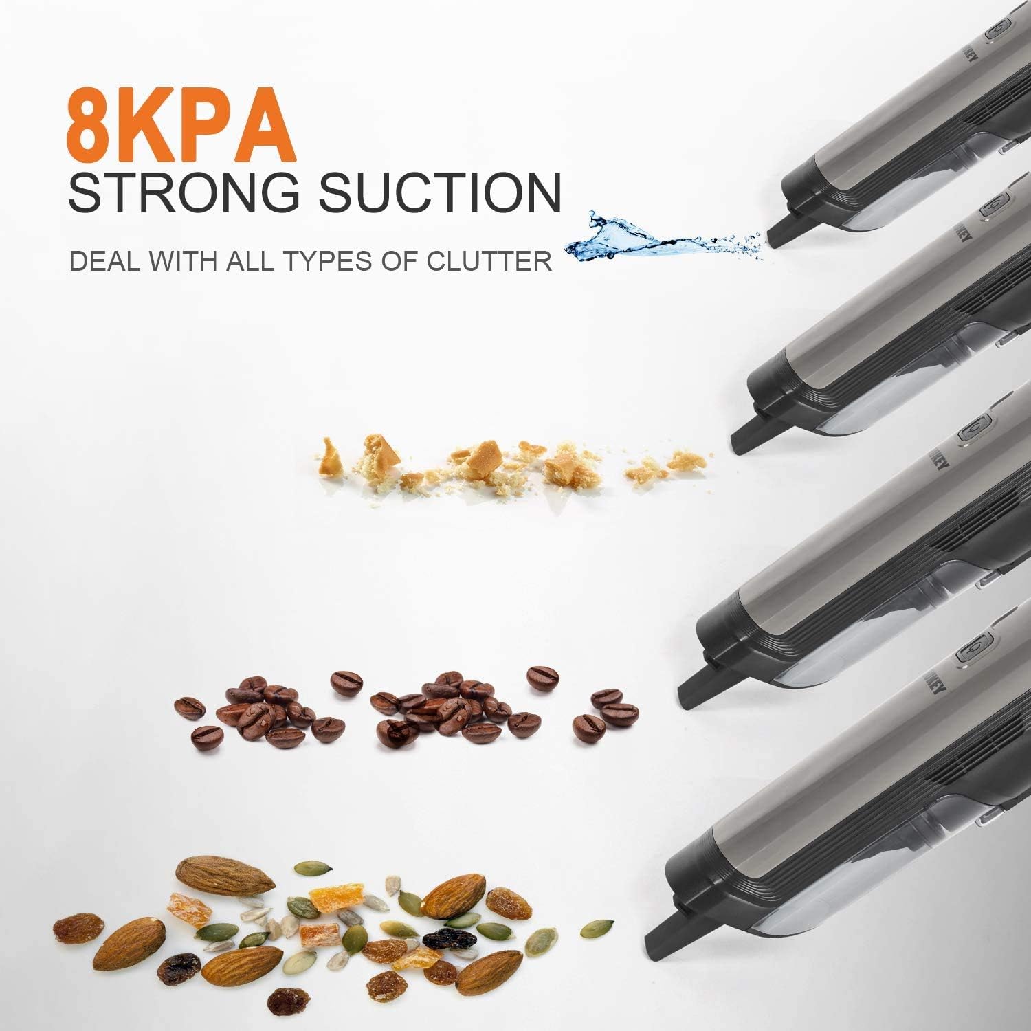 Handheld Vacuum, 8KPA Wet & Dry Cordless Hand Vac with Detachable Battery Storage Dock and HEPA Filter Lightweight Vacuum for Car and Home -