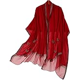 Isurrender Silk Embroidered Long Scarf Lightweight Wrap for Evening Party Fashion Pashmina Shawl Wraps for Women Formal