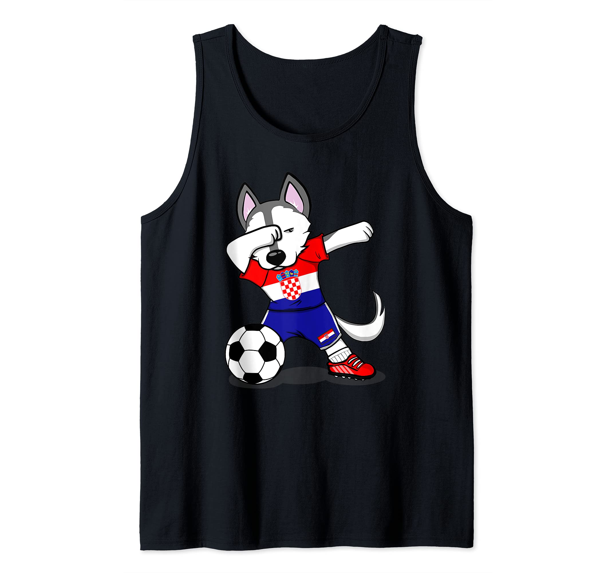 Dabbing Husky Croatia Football Croatian Flag Soccer Lovers Tank Top