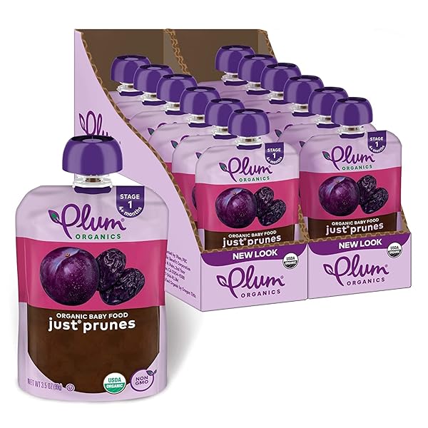 PLUM ORGANICS STAGE 1 ORGANIC BABY FOOD, PRUNE PUREE, 3.5 OUNCE POUCH (PACK OF 12)