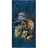 OHTMTHO Oversized Beach Towel Quick Dry Sand Free Lightweight Microfiber Beach Towels for Swim Pool Camping Travel, Jungle Animals Tiger Lion Leopard, 36"x72"
