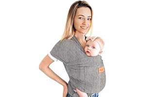 Baby Wrap Carrier - Premium Cotton Baby Carrier Wrap for Newborn to Toddler- Infant Carrier- Baby Holder One Size Fits All with Front Pocket (Grey) by Max&so