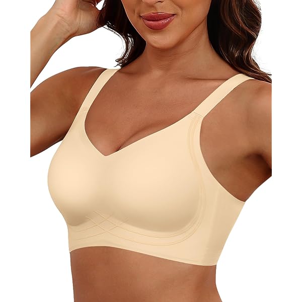 TELIMUSSTO Wirefree Unpadded Bra - Full Coverage Bralette, Soft Cups, Beige - View #3