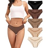 TDONE Womens Seamless Underwear No Show Hipster Underwear Soft Ladies Panties Invisible Low Rise Bikini 5 Pack