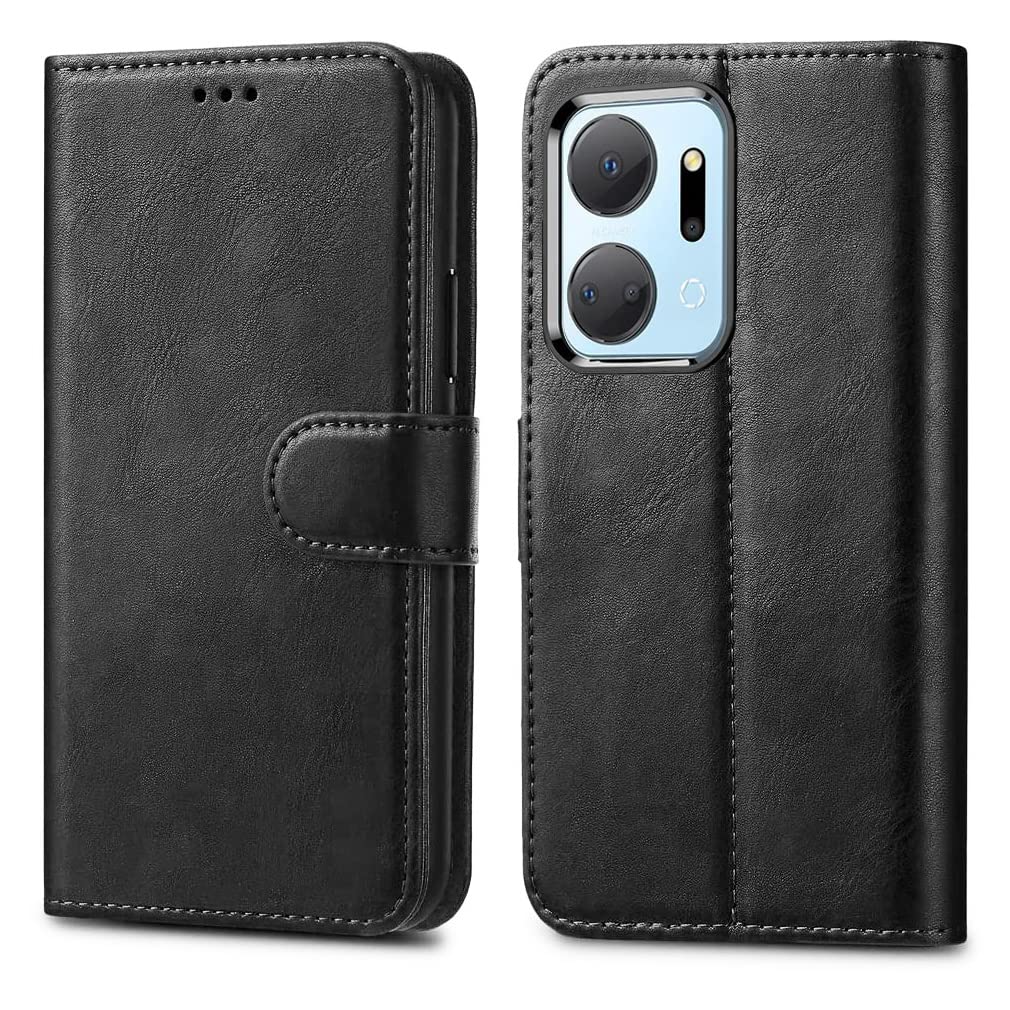 GAPlus PU Leather Flip Cover Wallet Case For Honor X7a Card Holder Magnetic Kickstand Black — image 1