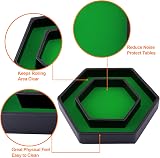 SIQUK Dice Tray with Lid Hexagon Green Dice Rolling Tray for DND RPG Games view 2