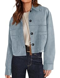 PRETTYGARDEN Women's Faux Suede Cropped Jacket