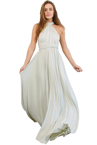 slim fit dress slacks Ladivine ET322 Size 10 Eucalyptus Long Bridesmaid Dress Formal Convertible
