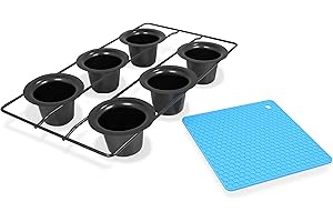 IXTH Gate 6-Cup Popover Pan With Honeycomb Heat Resistant Mat