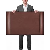 Saysurey 30 x 18 Inch Leather Desk Pad with Side Rails Mat, Brown | Executive Blotter, Smooth Writing Surface, Office Desktop Protector Covers Mouse Keyboard, Elegant Gift for Men Dad Husband