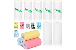QYCHHJ 10 Rolls Mini Printer Paper Thermal Printer Sticker Paper for Phomemo M02/T02 Sticker Printer, Thermal Printer Paper with 57x25mm, Mini Thermal Printer Sticker Paper for Photo Journal Notes Memo
