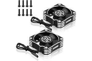 ARRAROWN 2 Pack 35mm RC Motor Cooling Fan 21000RPM 8.4V Aluminum ESC Motor Cooling Fan Heatsink for RC Car 1/8 1/10 Scale 3650,3660,540,550 Brushless Motor (Black Silver)