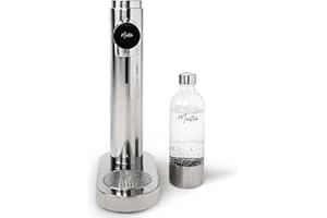 MonTen Soda Sparkling Water Maker - Polished Steel Carbonator - Includes 900ML Bottle - Made with Premium Stainless Steel - Compatible with Screw-In Sodastream & Soda Sense CO2 Cylinders