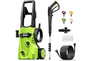 Anykit Electric Pressure Washer, Power Washer, Water Pressure Washer with Foam Can & 4 Quick Connect Nozzles, Pressure Cleaner Machine for Car/Patio/Deck/Outdoors