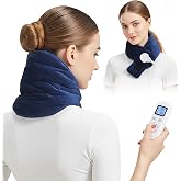Wodli Wired Electric Neck Heating Pad for Neck Pain | Plug-in Heated Neck Wrap, 30s Heat Up, 86℉-158℉ Temp, Auto Shut Off, Soft Plush, Fit All Women Men, 8.53 ft Power Cord